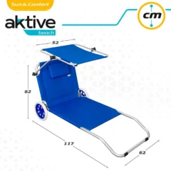 Aktive 2 In 1 Beach Day Folding Lounge 62x117x62 Cm -CRESI Dive Shop aktive 2 in 1 beach day folding lounge 62x117x62 cm 5