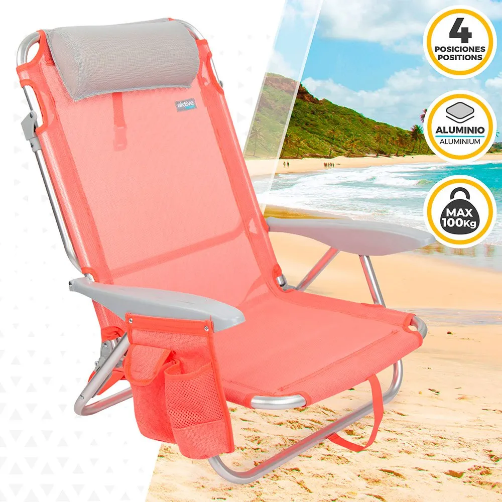 Aktive Beach Multi Position Folding Beach Chair With Cushion 4 Aktive Beach Multi Position Folding Beach Chair With Cushion - Image 2