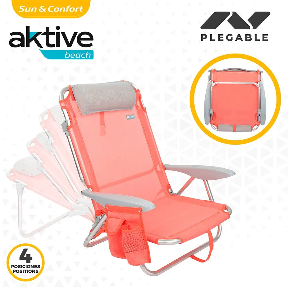 Aktive Beach Multi Position Folding Beach Chair With Cushion 5 Aktive Beach Multi Position Folding Beach Chair With Cushion - Image 3