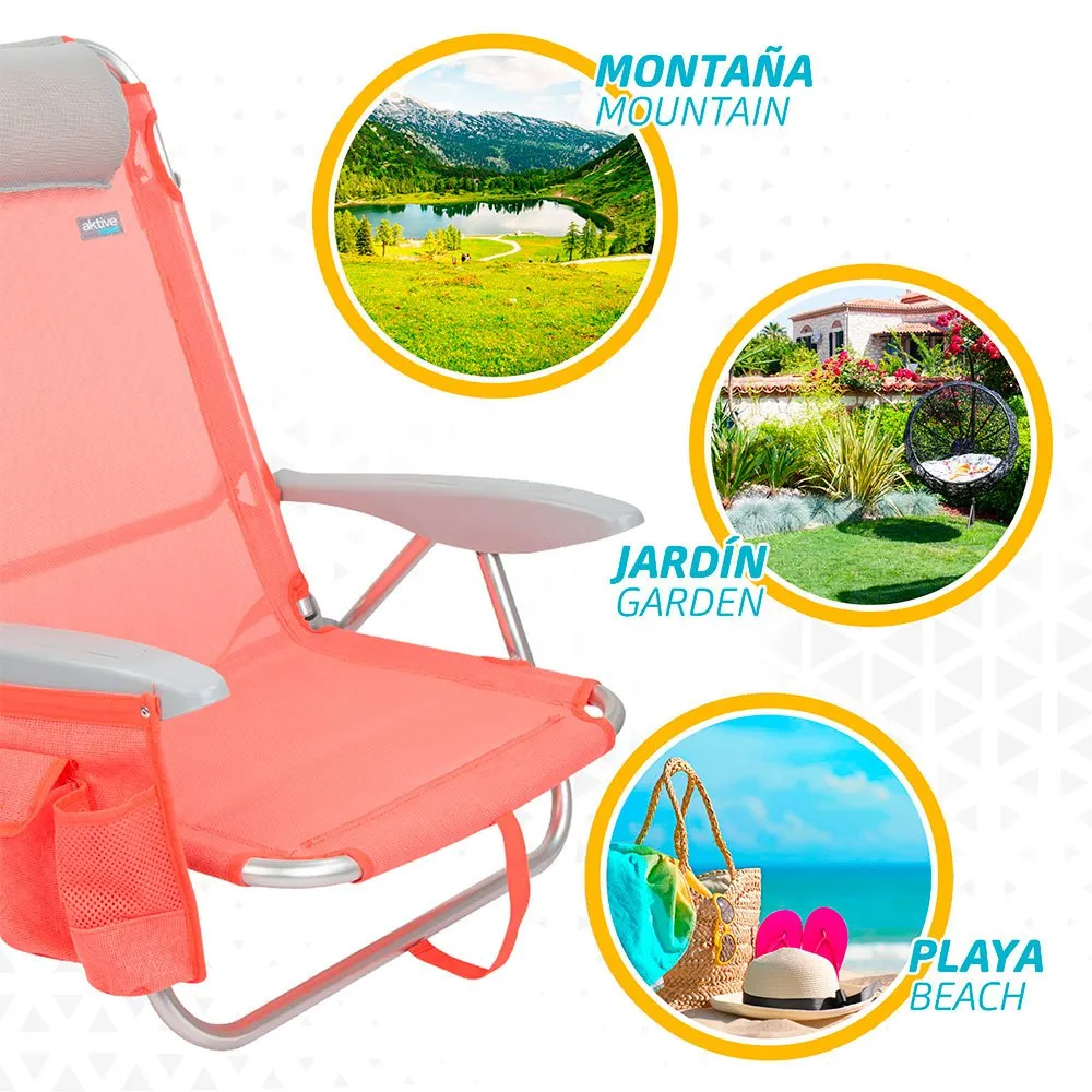 Aktive Beach Multi Position Folding Beach Chair With Cushion 7 Aktive Beach Multi Position Folding Beach Chair With Cushion - Image 5