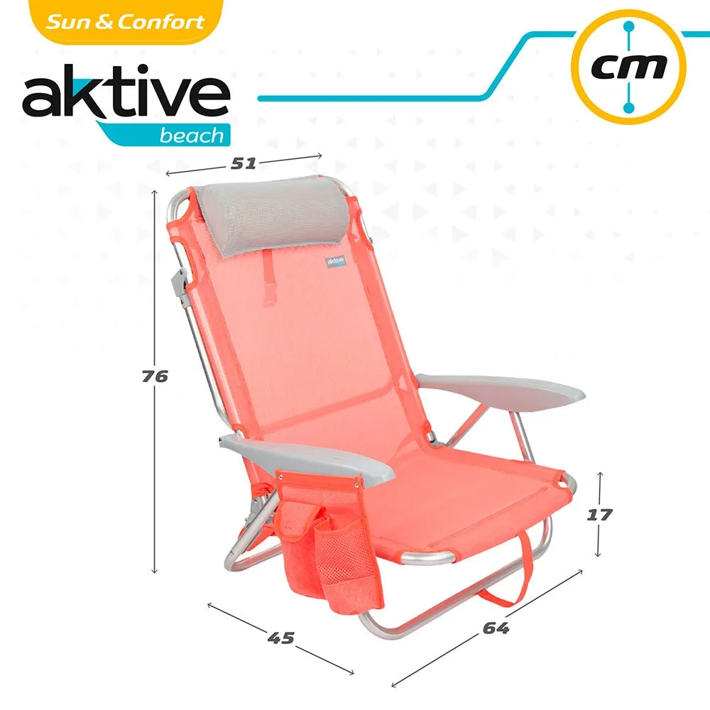 Aktive Beach Multi Position Folding Beach Chair With Cushion 8 Aktive Beach Multi Position Folding Beach Chair With Cushion - Image 6