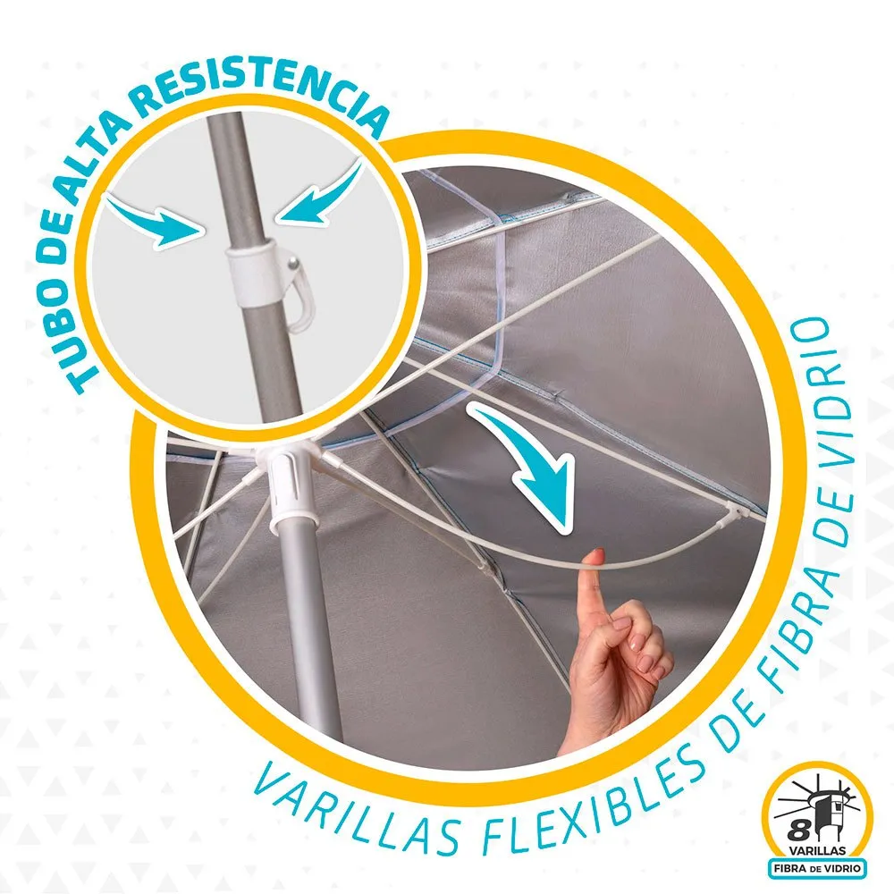 Aktive Beach Umbrella 200cm UV50 Protection 7 Aktive Beach Umbrella 200cm UV50 Protection - Image 5