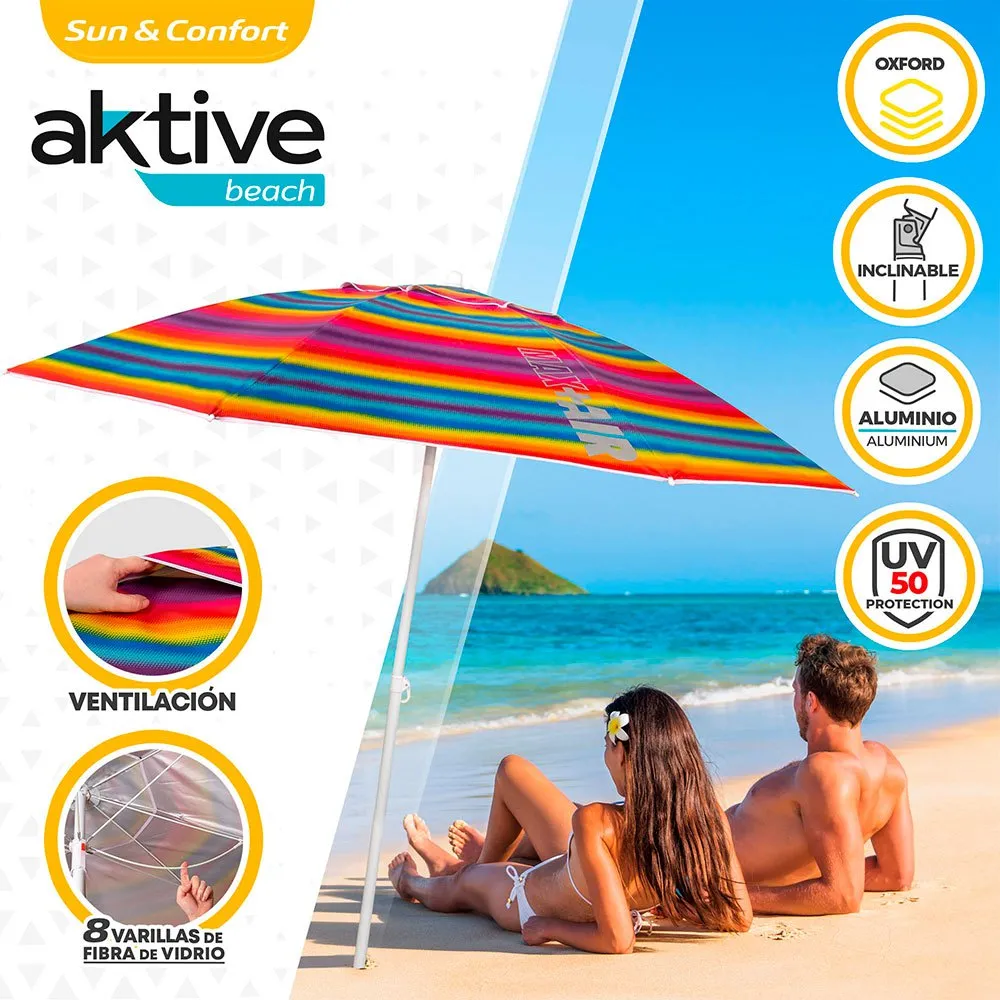 Aktive Beach Windproof Umbrella 220cm UV50 Protection 4 Aktive Beach Windproof Umbrella 220cm UV50 Protection - Image 2