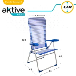Aktive Folding Chair 7 Positions With Cushion 64x61x118 Cm -CRESI Dive Shop aktive folding chair 7 positions with cushion 64x61x118 cm 5
