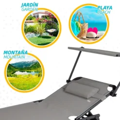 Aktive Folding Sun Lounger With Parasol And Cushion -CRESI Dive Shop aktive folding sun lounger with parasol and cushion 4