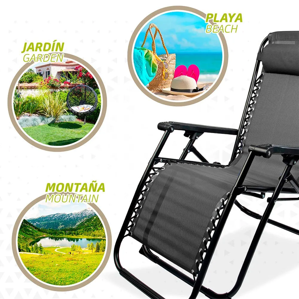 Aktive Reclining And Folding Zero Gravity Sunbed 65x108x160 Cm 7 Aktive Reclining And Folding Zero Gravity Sunbed 65x108x160 Cm - Image 5