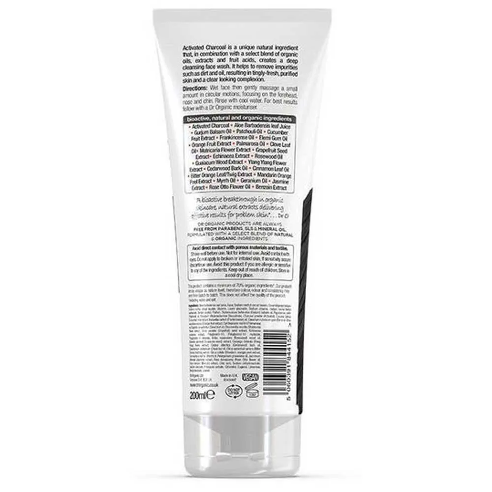 Dr Organic Charcoal Face Wash 200ml 4 Dr Organic Charcoal Face Wash 200ml - Image 2
